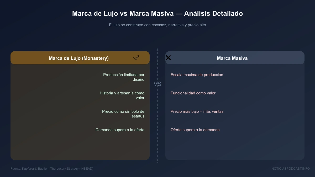 Esquema de posicionamiento de marca de lujo basado en la escasez programada y el branding aspiracional